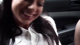 Pickedup Euro youngster rides cock in the car