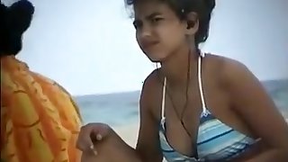 changing at beach topless