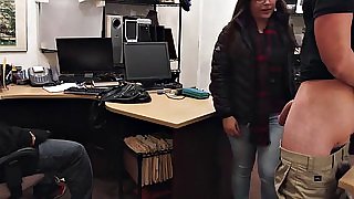 Caught pawnshop thief sucking brokers cock
